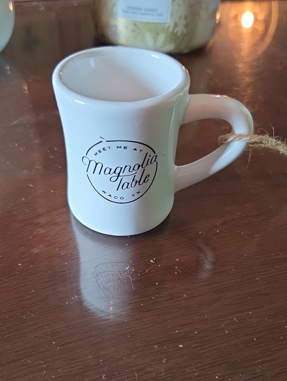 Ornament Mini Magnolia White Ceramic Mug with Black Logo